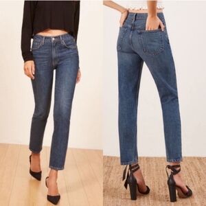 REFORMATION JUILA CROP HIGH CIGARETTE JEANS BALTIC WASH